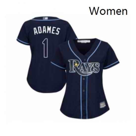 Womens Tampa Bay Rays 1 Willy Adames Replica Navy Blue Alternate Cool Base Baseball Jersey